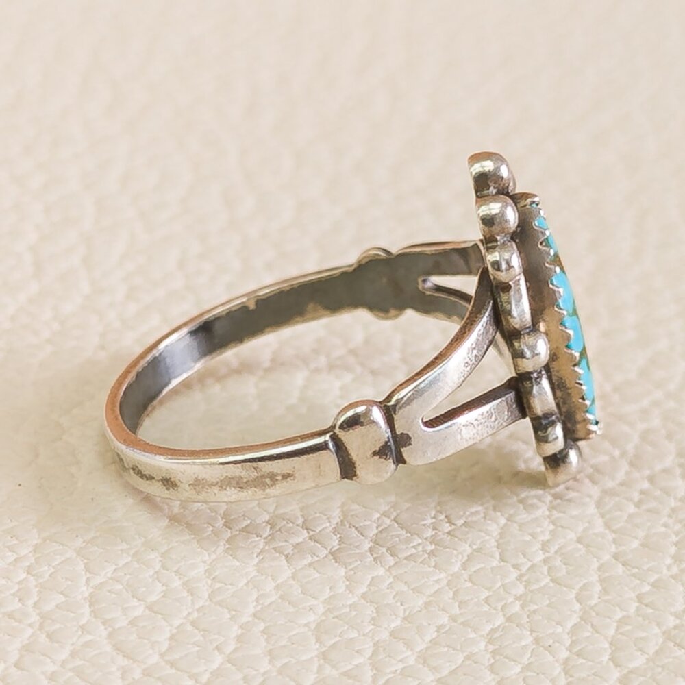 Vintage Bell Trading Post Sterling Silver Turquoise Split-Shank Ring, Size 6.75 - Picture 3 of 7